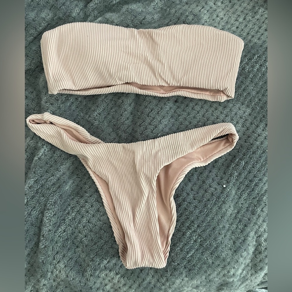 Pale pink bandeau bikini